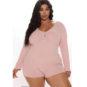 Fashion Nova Pink Warm Long Sleeve Mini Romper